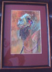 Framed watercolour portrait of a Jordanian camel